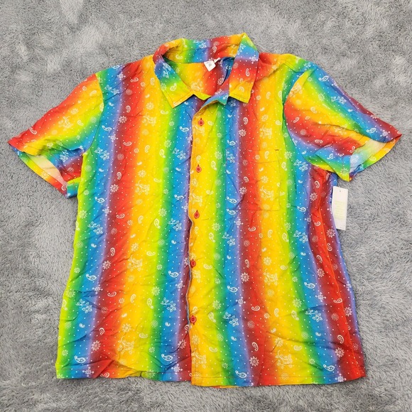 BP. Tops - BP Shirt Womens M Rainbow Be Proud Camp Stripe Paisley Button Down BP441189MN
